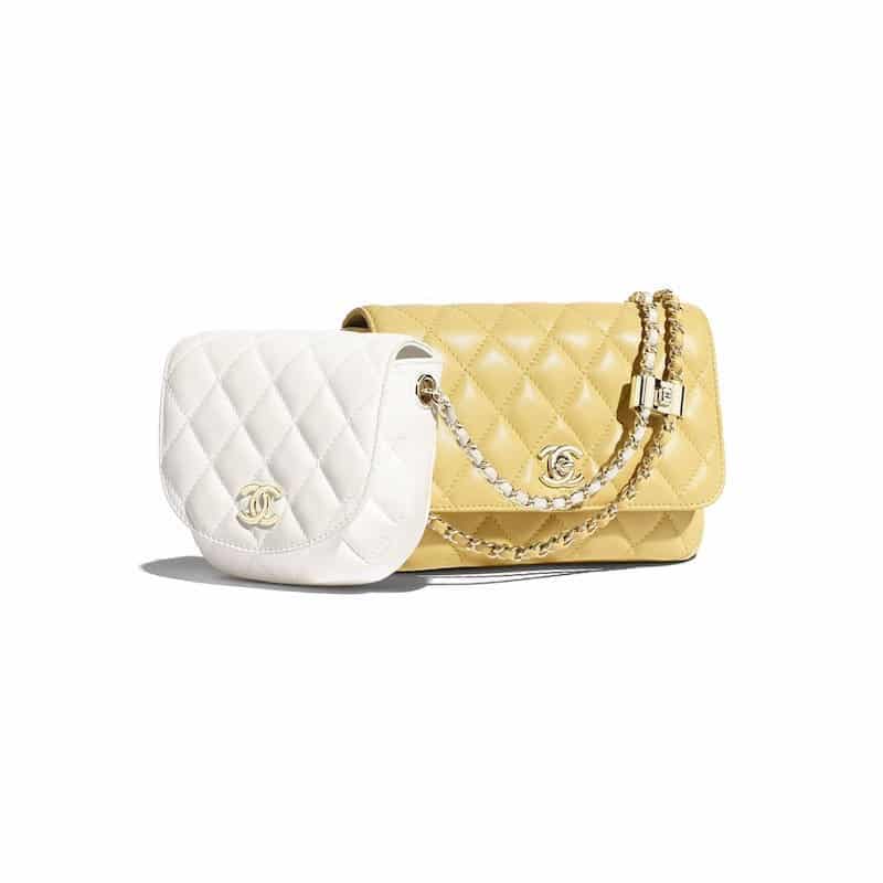 Chanel Side Packs Shoulder Bags Yellow White Lambskin Gold Hardware 19 –  Coco Approved Studio