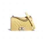 Chanel Yellow Chevron Small Boy Flap Bag