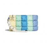 Chanel Yellow/Green/Blue Lambskin with Imitation Pearls Small Clutch Bag