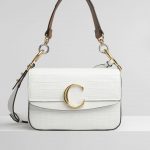 Chloe Brilliant White Embossed Croco Effect C Small Double Carry Bag