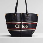 Chloe Full Blue Logo Print Vick Medium Tote Bag