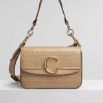 Chloe Nut Embossed Croco Effect C Small Double Carry Bag
