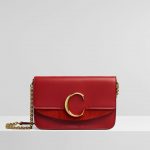 Chloe Plaid Red C Clutch with Chain Bag