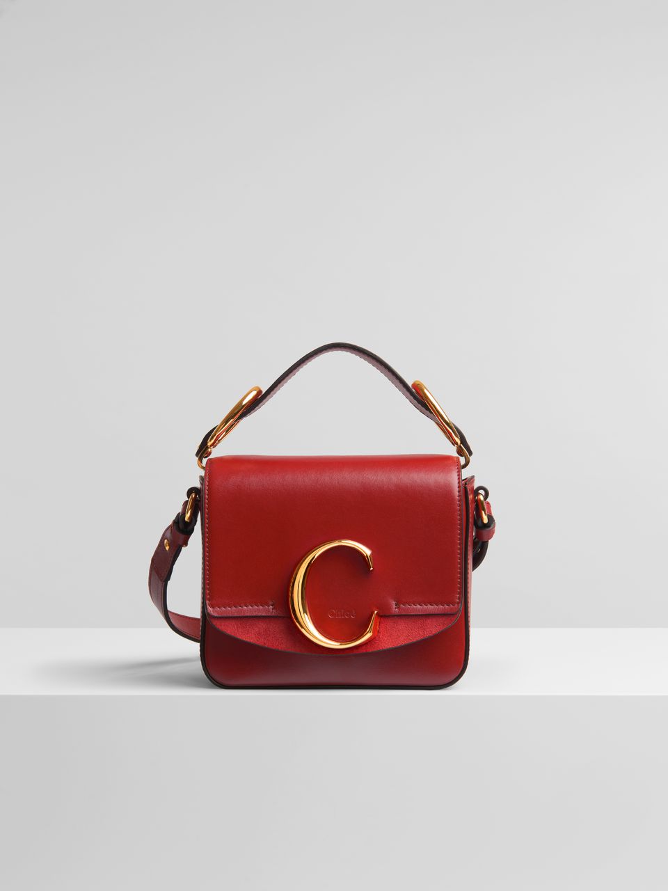 Chloe C Clutch with Chain- Plaid Red