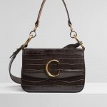 Chloe Profound Brown Embossed Croco Effect C Small Double Carry Bag