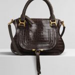 Chloe Profound Brown Embossed Croco Effect Marcie Top Handle Bag