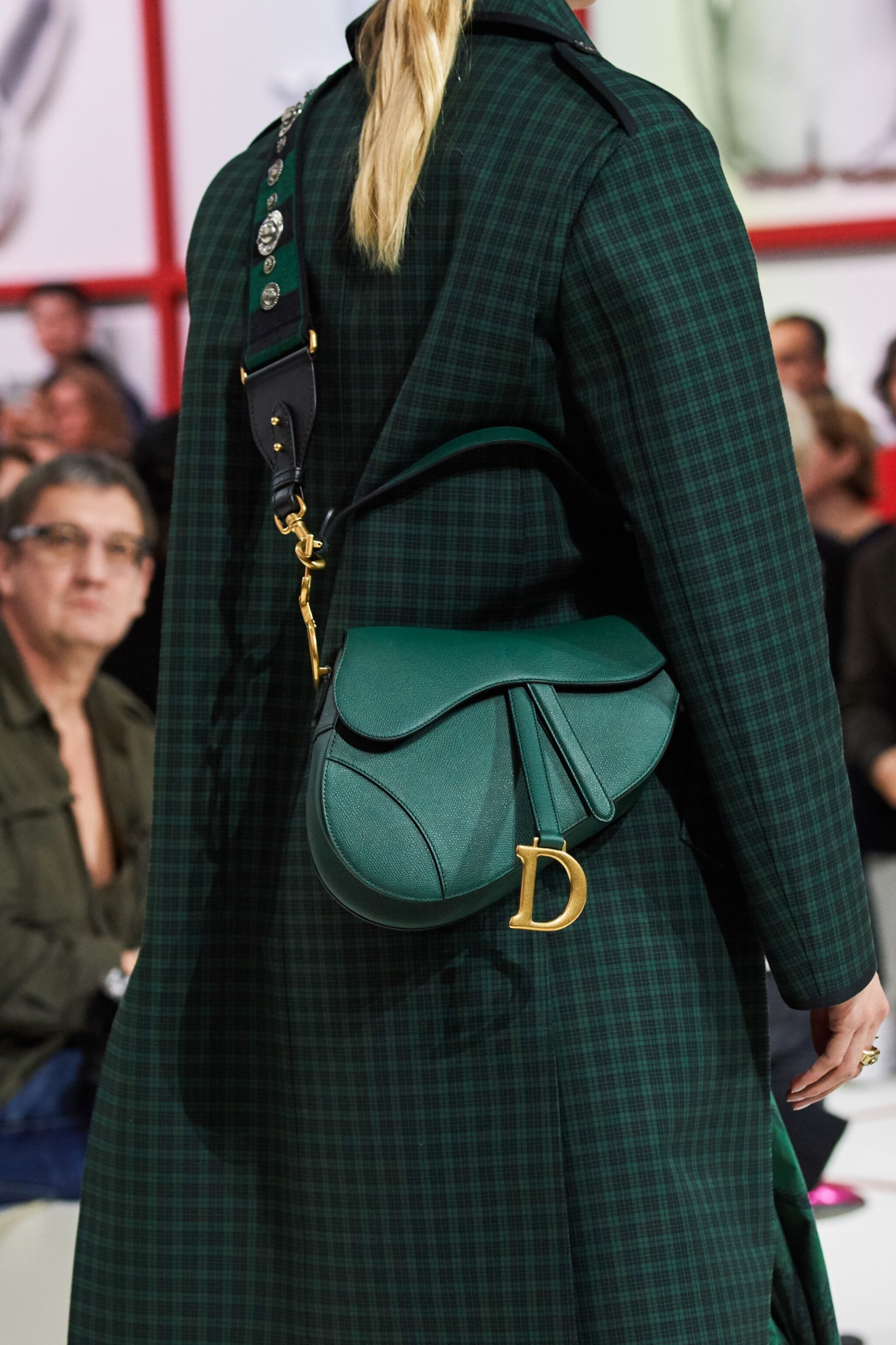 2019 Christian Dior Green and Black Oblique Canvas Saddle Bag at