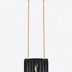 Saint Laurent Black Patent Matelassé Vicky Small Bag