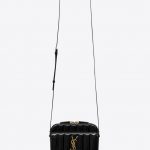 Saint Laurent Black Patent Quilted Leather Vicky Camera Bag