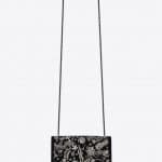 Saint Laurent Black Skull Embroidered Suede Kate Small Bag