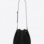 Saint Laurent Black Suede Monogram Bucket Bag