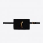 Saint Laurent Black Velvet with Bamboo Logo Kate Belt Bag