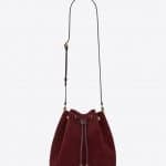 Saint Laurent Burgundy Suede Monogram Bucket Bag