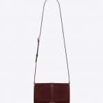 Saint Laurent Burgundy Suede Monogram Small Satchel Bag