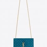 Saint Laurent Deep Sea Suede with Star Print Kate Medium Bag