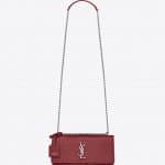 Saint Laurent Garnet Crocodile-Embossed Sunset Medium Bag