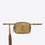 Saint Laurent Gold Crinkled Metallic Leather Lou Belt Bag