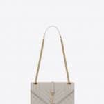 Saint Laurent Ivory Embossed Envelope Medium Bag