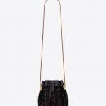 Saint Laurent Multicolor Black Suede and Studs Talitha Small Bucket Bag