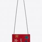 Saint Laurent Multicolor Red Suede with Star Patchwork Kate Medium Bag