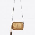 Saint Laurent Pale Gold Lamé with Shagreen Look Lou Camera Bag