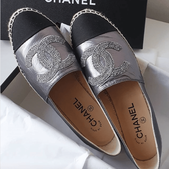 chanel espadrilles silver