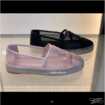 Chanel Pink and Black Mesh Espadrilles