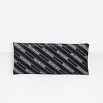 Balenciaga Black All Over Logo Hard Folded Clutch Bag