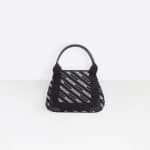 Balenciaga Black/White Stripe Logo Navy Cabas XS Bag