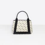 Balenciaga Natural/Black Stripe Logo Navy Cabas S Bag