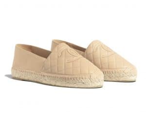 Chanel Beige Quilted Lambskin Espadrilles