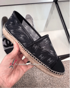 Chanel Black Logo Mesh Espadrilles