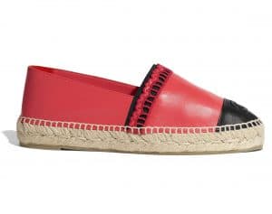 Chanel Red/Black Lambskin Espadrilles