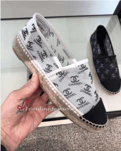 Chanel White Logo Mesh Espadrilles