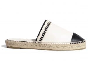 Chanel White/Black Lambskin Slip-On Espadrilles