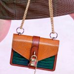 Chloe Green/Tan Crocodile:Lizard Embossed Flap Bag - Fall 2019