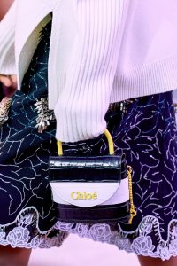 Chloe White/Black Crocodile Embossed Mini Top Handle Bag - Fall 2019