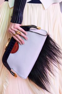 Chloe White/Black Leather with Fur Clutch Bag - Fall 2019