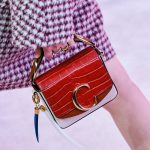 Chloe White/Red Crocodile/Lizard Embossed Mini C Bag - Fall 2019