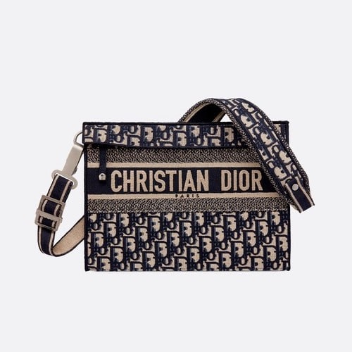 dior embroidered canvas clutch