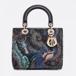Dior Blue Water Embroidered Medium Lady Dior Bag