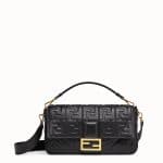 Fendi Black FF Embossed Baguette Large Bag