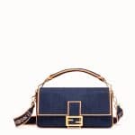 Fendi Blue/Neon Orange Denim Baguette Large Bag