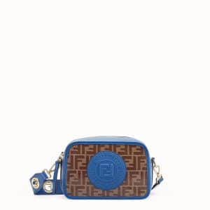 Fendi Brown/Blue Canvas with Stamp Patch Camera Bag