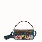 Fendi Multicolor Beaded FF Fabric Baguette Bag