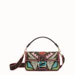 Fendi Multicolor Swarovski Embroidered FF Fabric Baguette Bag