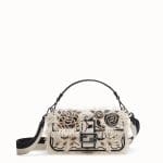 Fendi Natural Floral Embroidered Canvas Baguette Bag