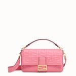 Fendi Pink FF Embossed Baguette Large Bag