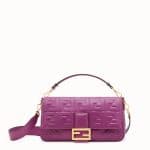 Fendi Purple FF Embossed Baguette Large Bag