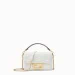 Fendi White FF Embossed Baguette Mini Bag